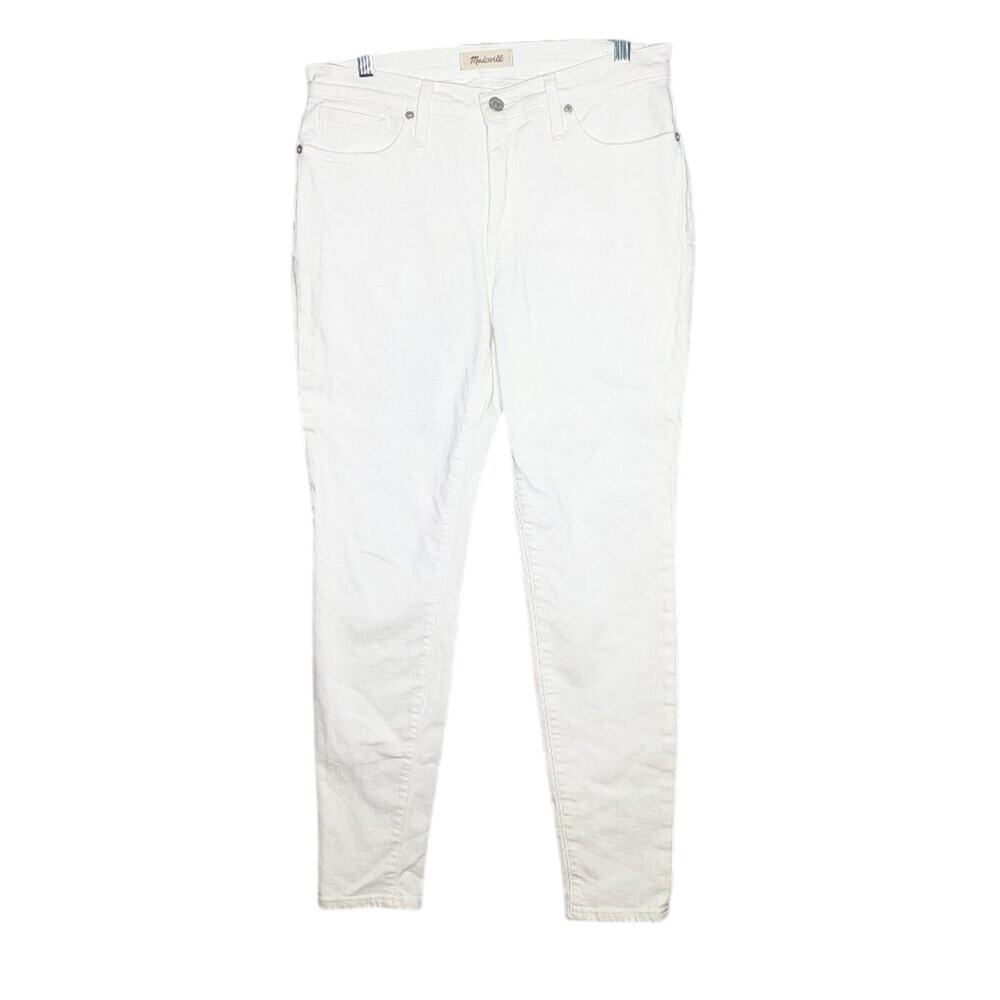 Madewell White Denim 9" High-Rise Skinny Jeans Pockets Stretch Size 30